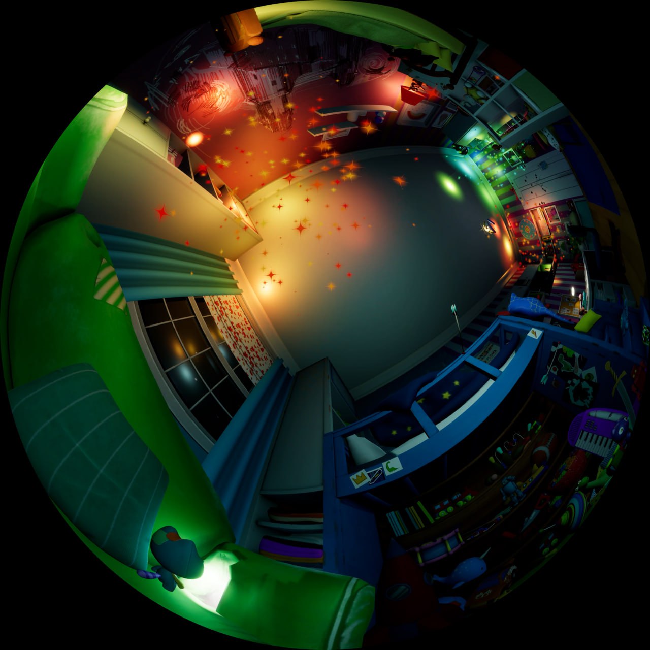 Fulldome view of the magical bedroom environment