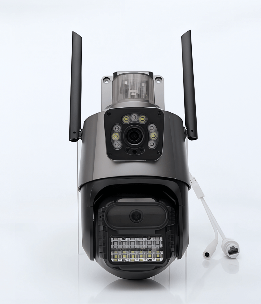 двухобъективная камера видеонаблюдения, камера с двумя объективами, двойное видеонаблюдение, широкоугольная камера видеонаблюдения, двуобъективная безопасность, ночное видение двухобъективной камеры, камера с детекцией движения, интеллектуальные уведомления видеонаблюдения, удаленный доступ к камере через мобильное приложение, уличная двухобъективная камера, внутренняя двухобъективная камера