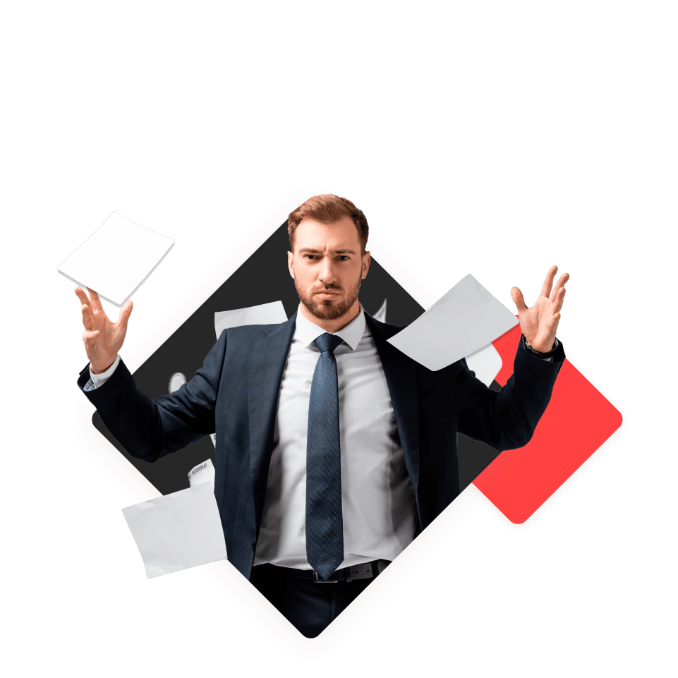 Мужчина с бумагами по банкротству