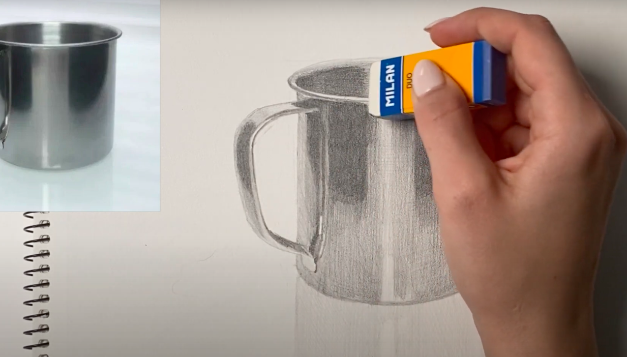Ideas for decorating a cup drawing with a pencil.