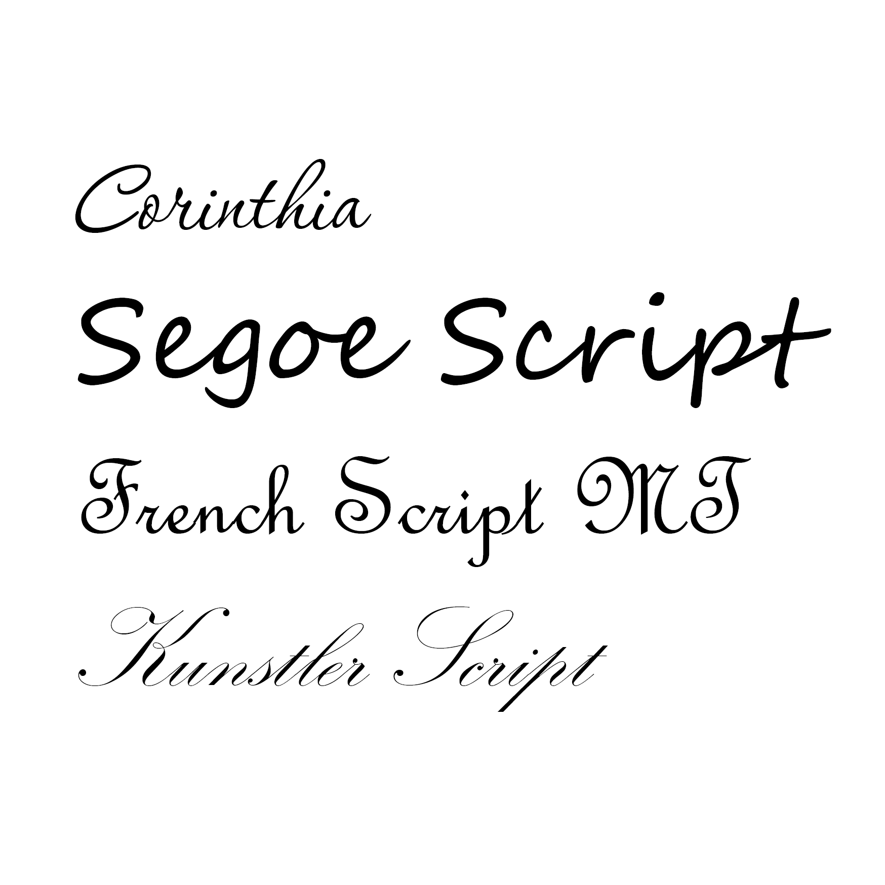 Рукописные шрифты, их конструкция схожа с почерком людей