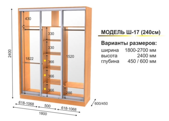 Шкаф купе 700 мм