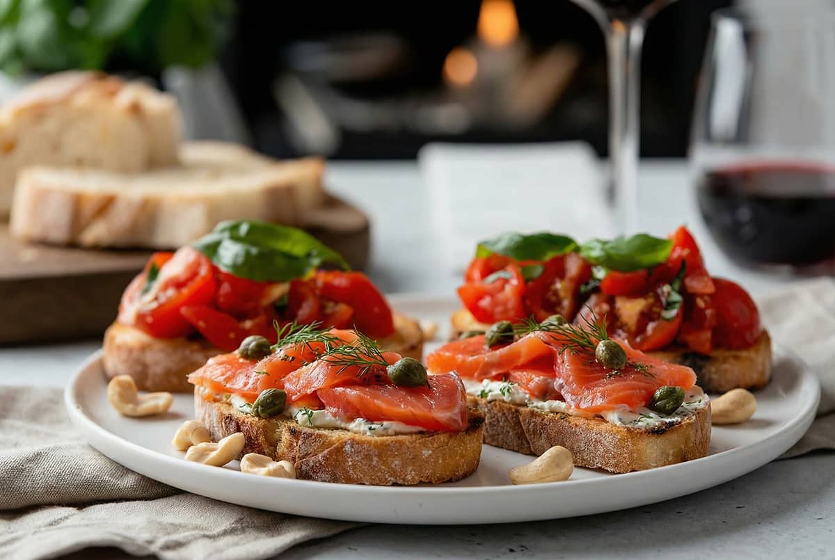 брускетта с томатами и зеленью