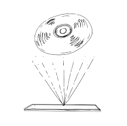 Диск летящий над планшетом