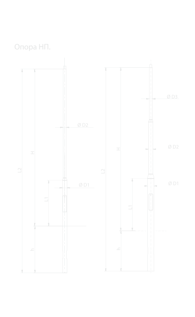 Опоры несиловые трубные прямостоечные тип НП / Фланцевые тип НФ