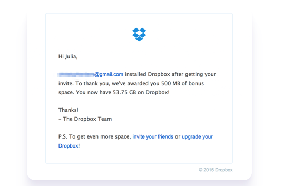 Thank-you referral email template (Source: Dropbox)