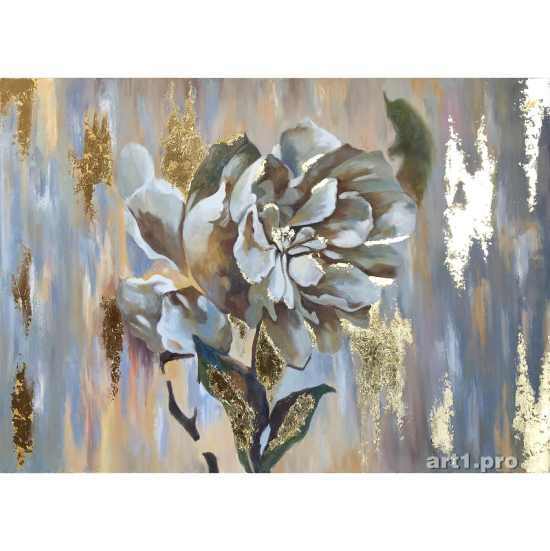  картина маслом золото поталь, большие картины купить, картины пион