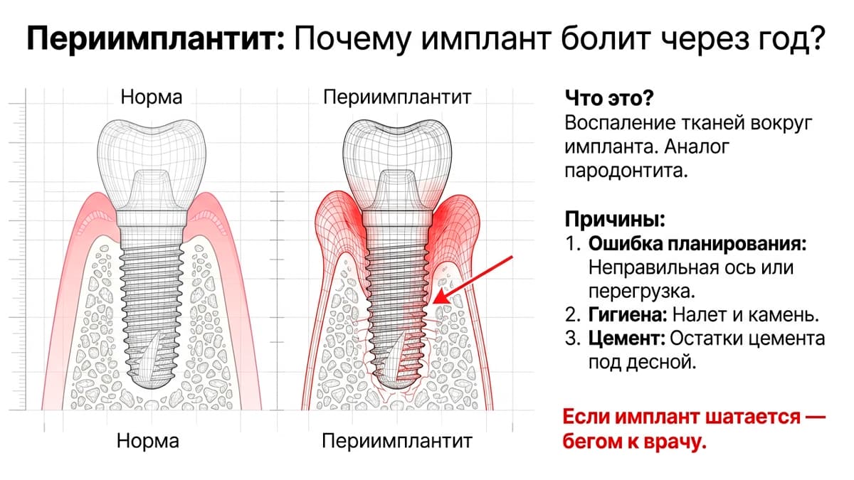 Почему болит имплант через год после установки