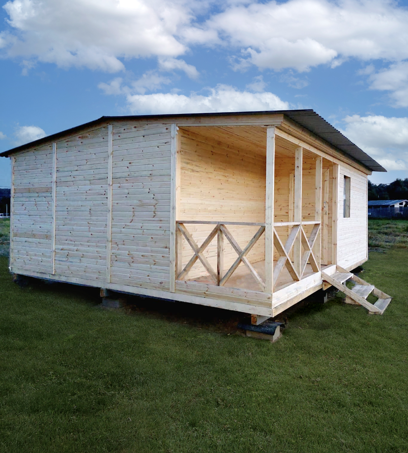 Садовый домик / Бытовка с верандой / 6х6