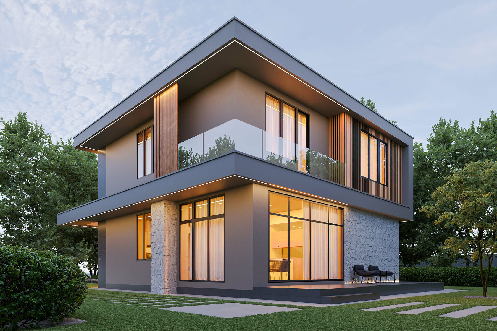 Проект Moderna 162 m². Ключевая идея частного дома Moderna — дать возможность ценителям современной архитектуры реализовать все жизненные сценарии, создав безграничную свободу и гармоничную атмосферу для их воплощения.