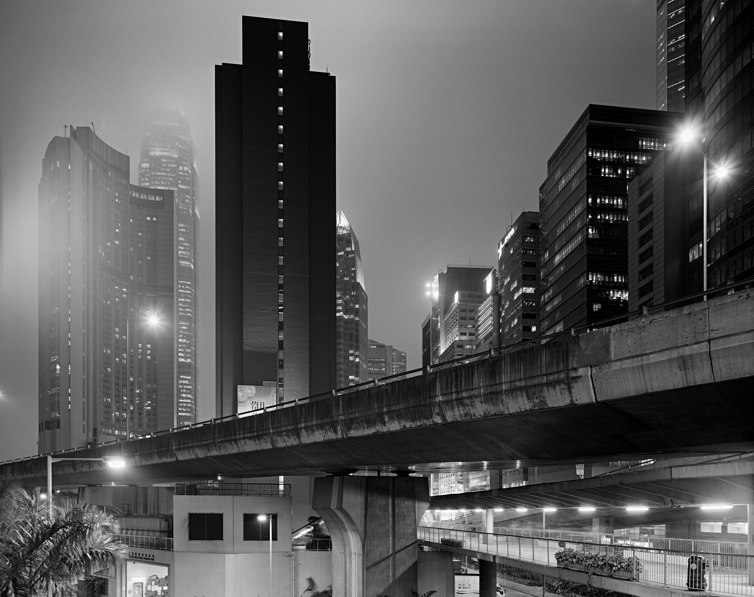 Bridge to the Skyline. Hong Kong. 2007. BW Negative 4×5 inch.