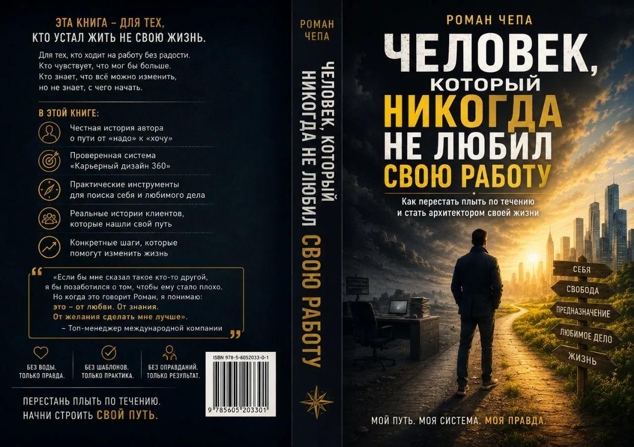 Рабочий эскиз обложки книги «Человек, который никогда не любил свою работу»