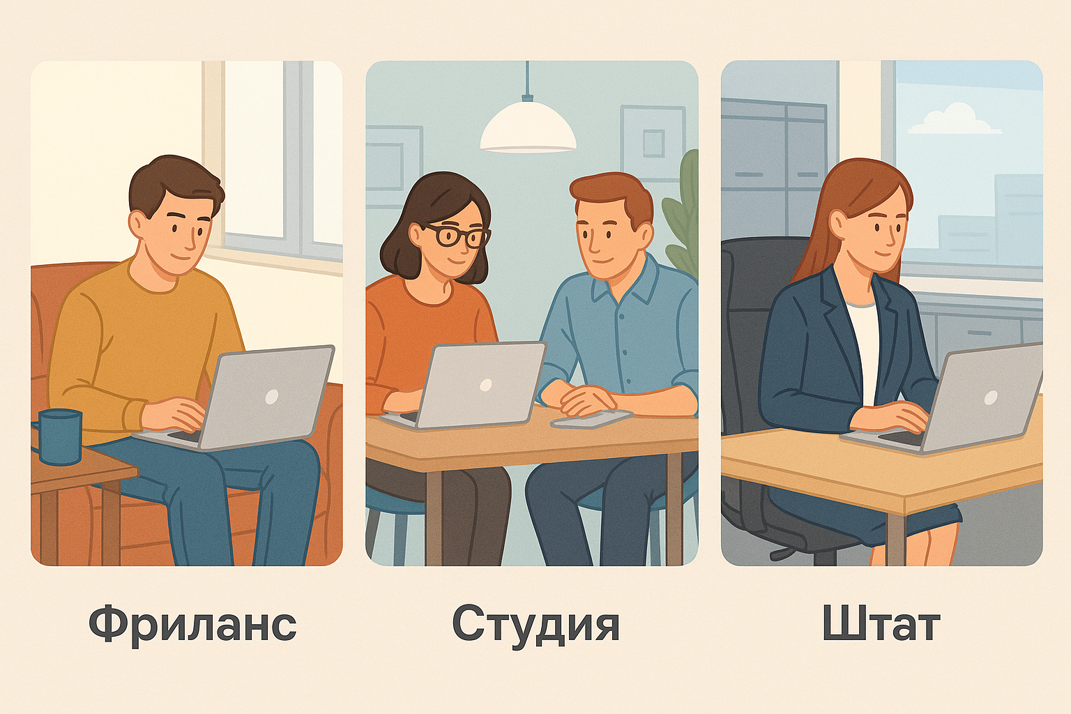 Формат работы: фриланс, студия, штат