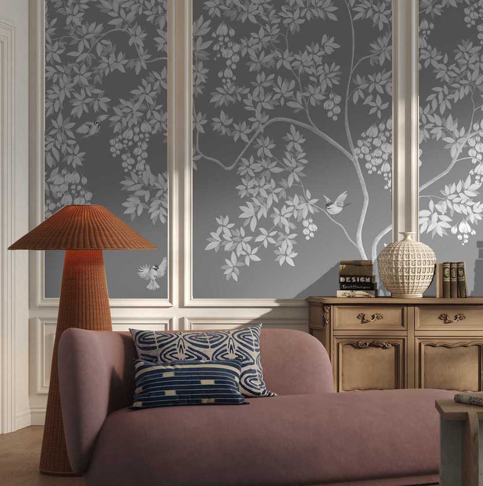 Фреска с цветами и птицами дегурне