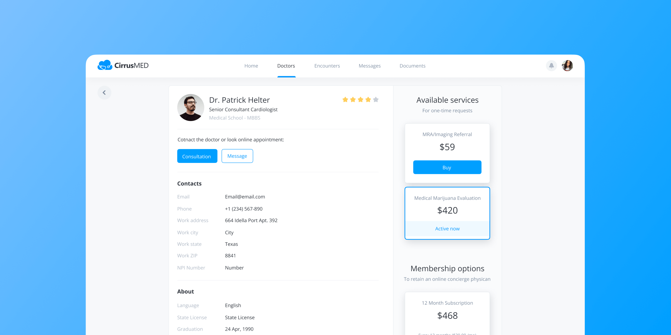 профиль доктора CirrusMED