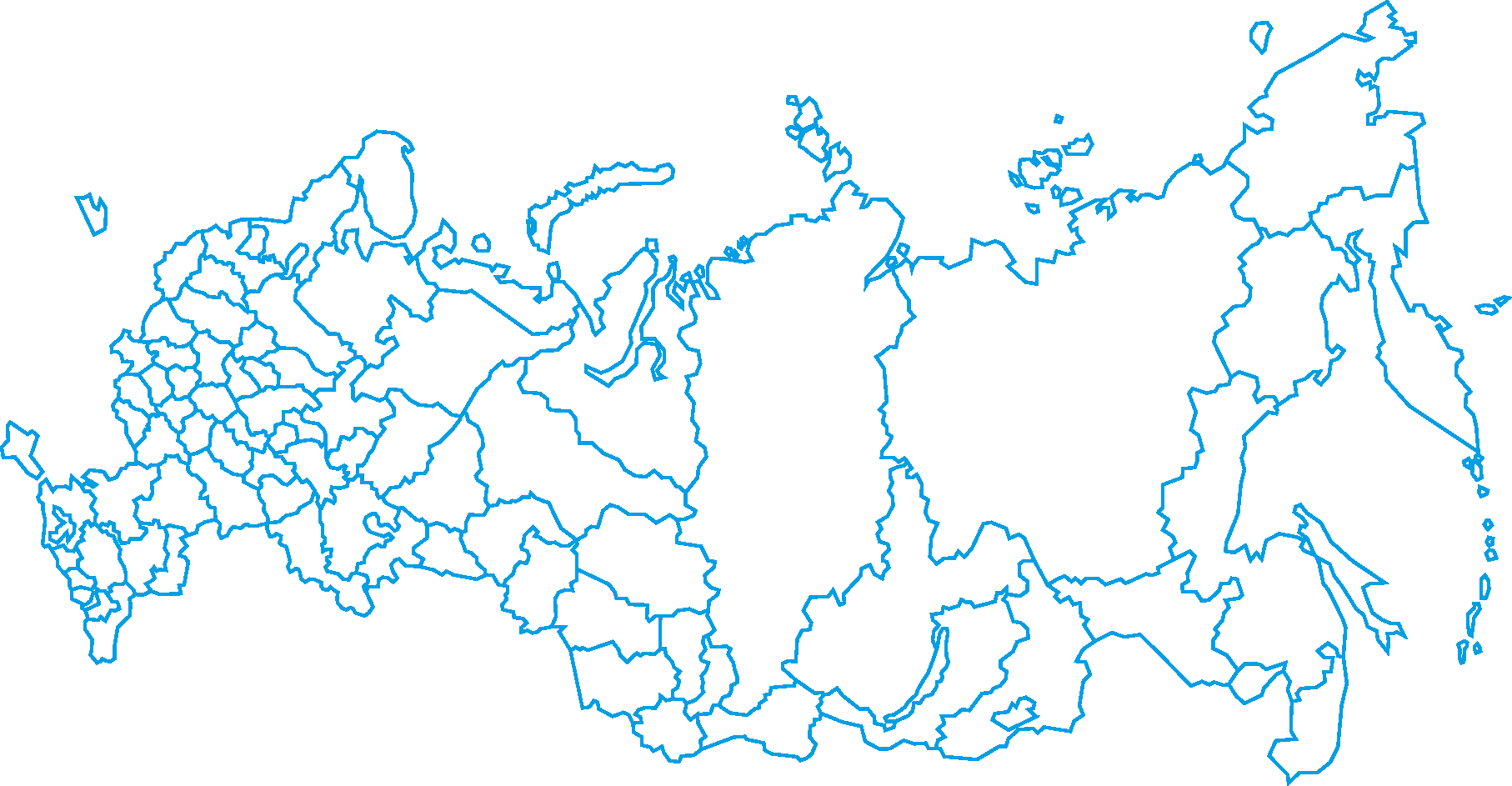 Административная контурная карта россии с городами