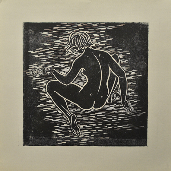 engraving linocut Nude