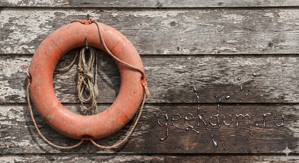 Старый спасательный круг висит на деревянной стене лодочной станции.