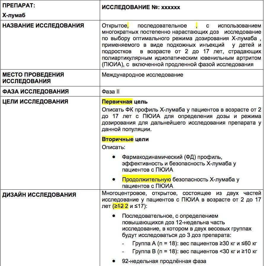 Протокол клинического исследования образец