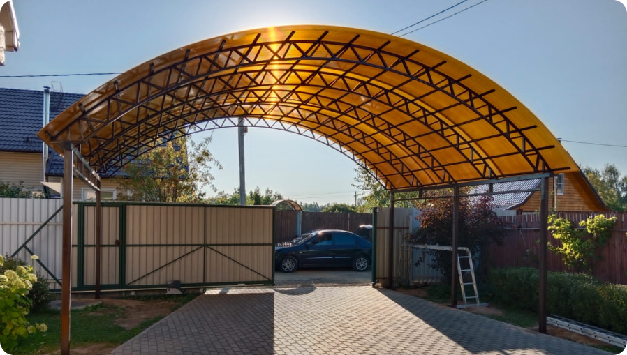 Арочный автонавес Навес защитит ваш автомобиль от воздействия погодных условий