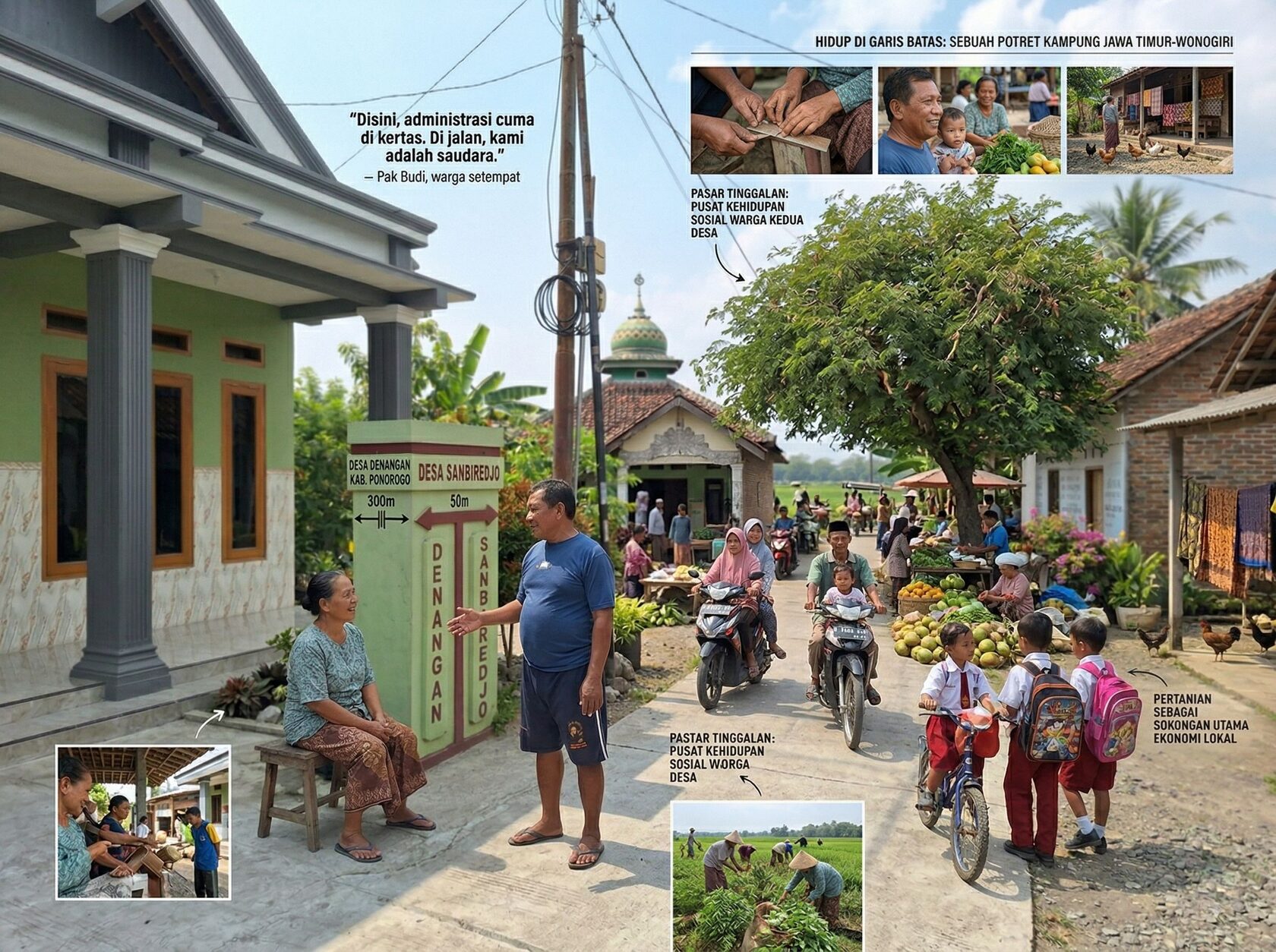 Ilustrasi batas administratif desa dan kehidupan warga di Nganjuk