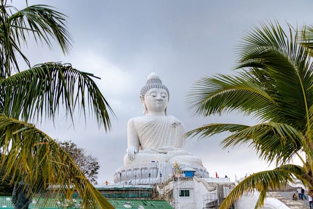 Shot of Big Buddha Phuket through the trees