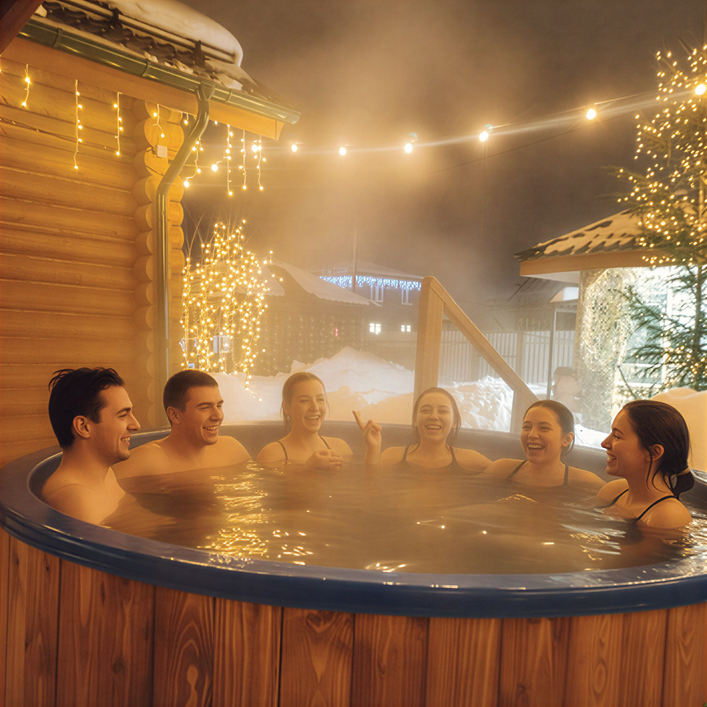 Купель на территории бани в Люберцах - вид на купель - Богатырские бани