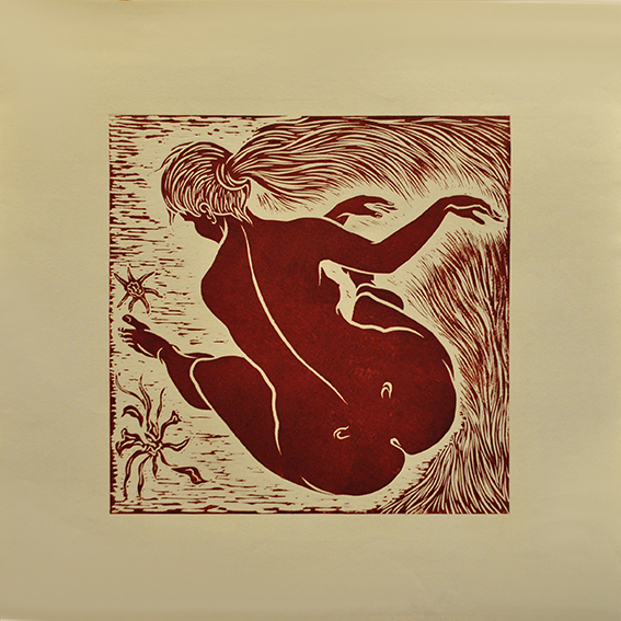 engraving linocut Nude