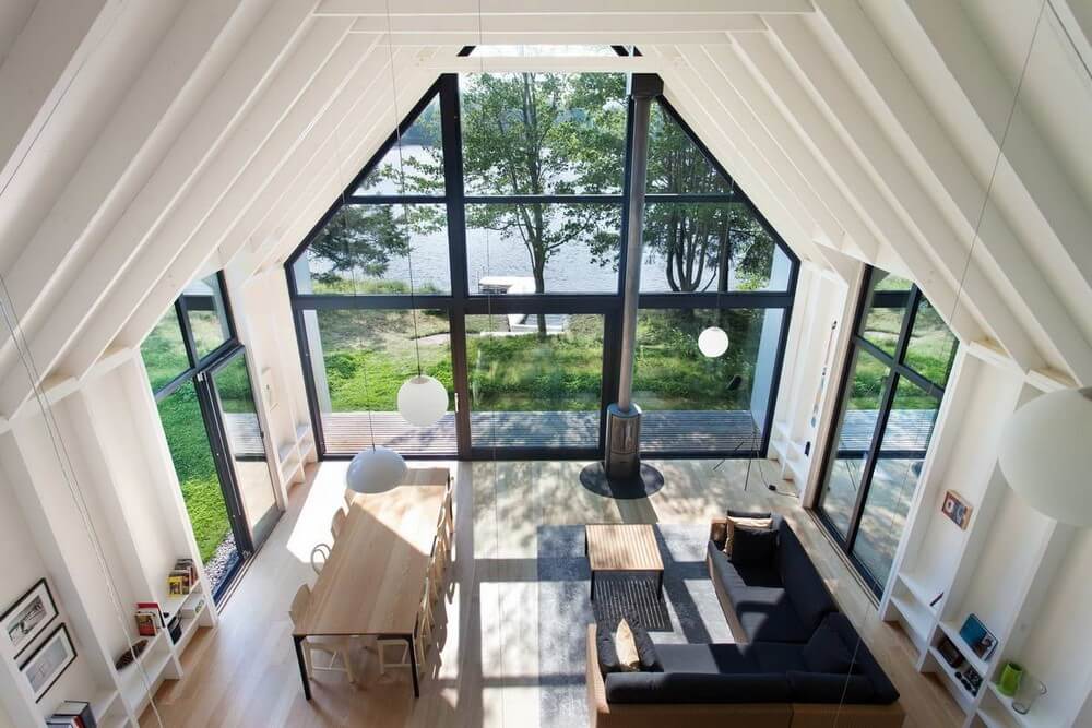 панорамные окна дома в стиле барнхаус