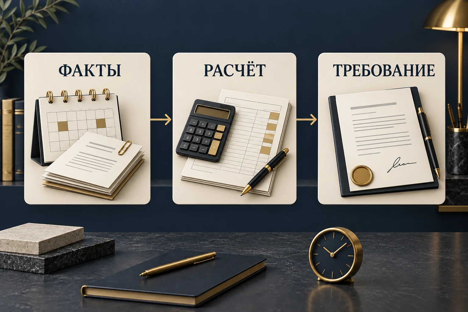 Концептуальная схема досудебной претензии: факты, расчёт и конкретное требование