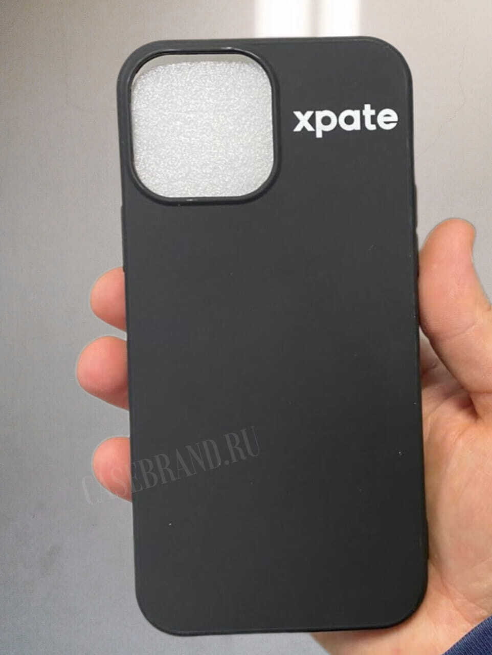 Брендированные черные Soft-Touch чехлы для iPhone с нанесением печати логотипа Xpate на заказ в Casebrand
