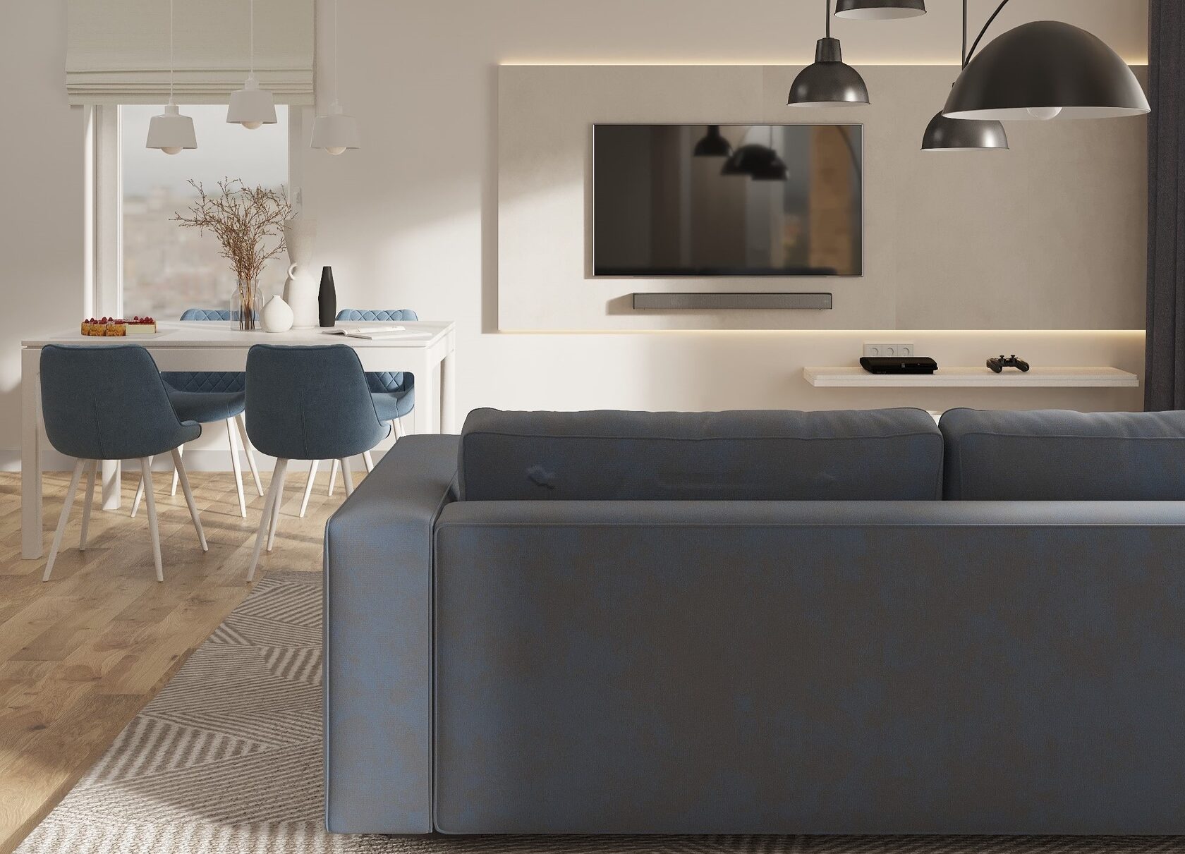 интерьер гостиной с зеркалами панелями мдф