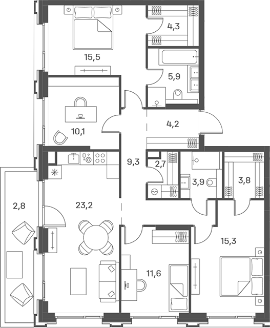 5-комн 130 м²