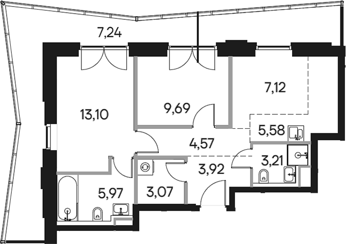 3 Евро 63,47 м²