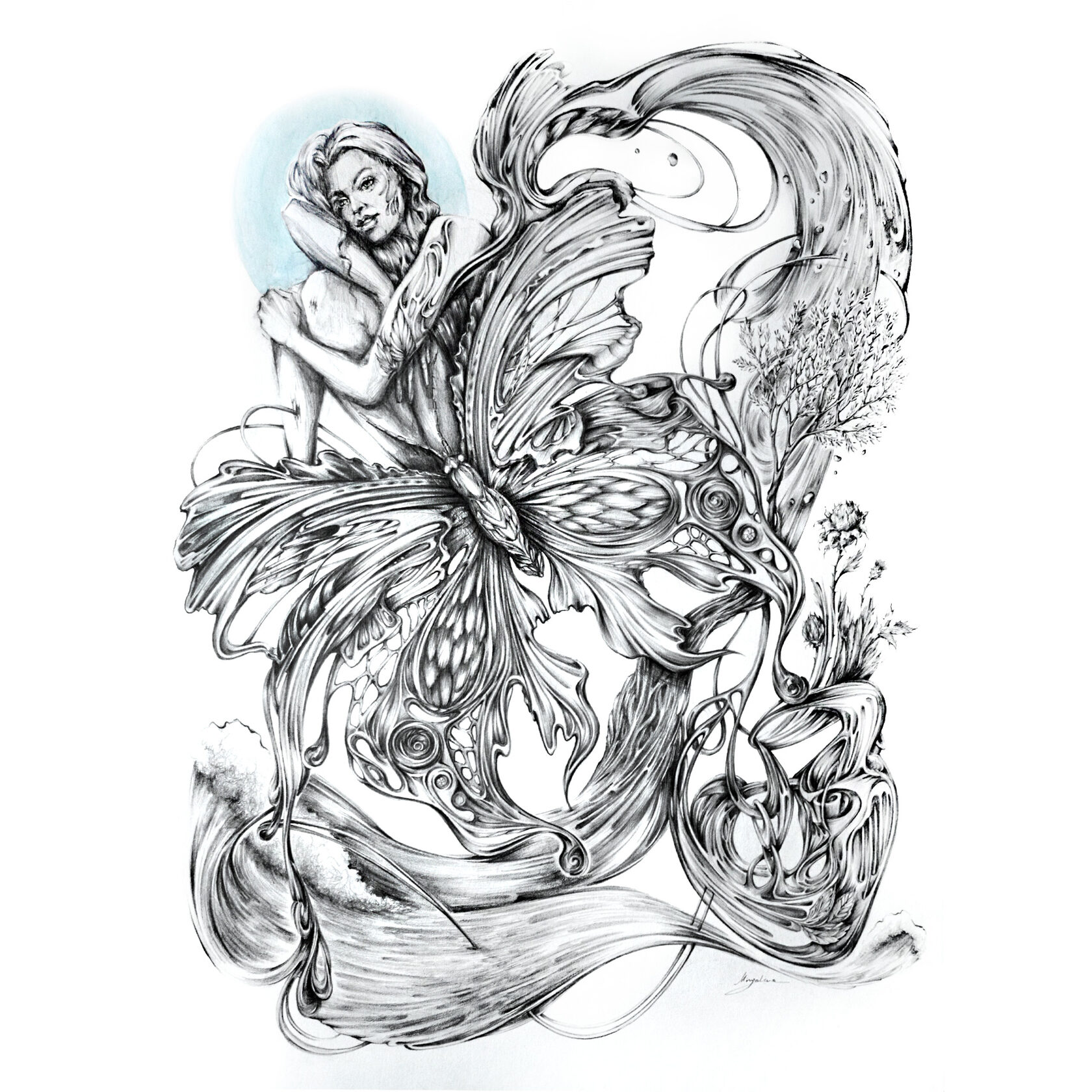 Графика, Художник-график, Мингалёва Анна художник, mingalevaart, графика бабочка