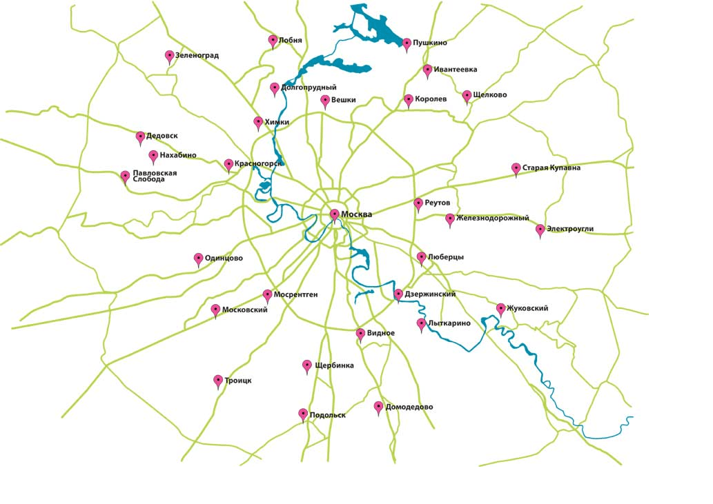 Карта дорог московской области с населенными пунктами в реальном времени