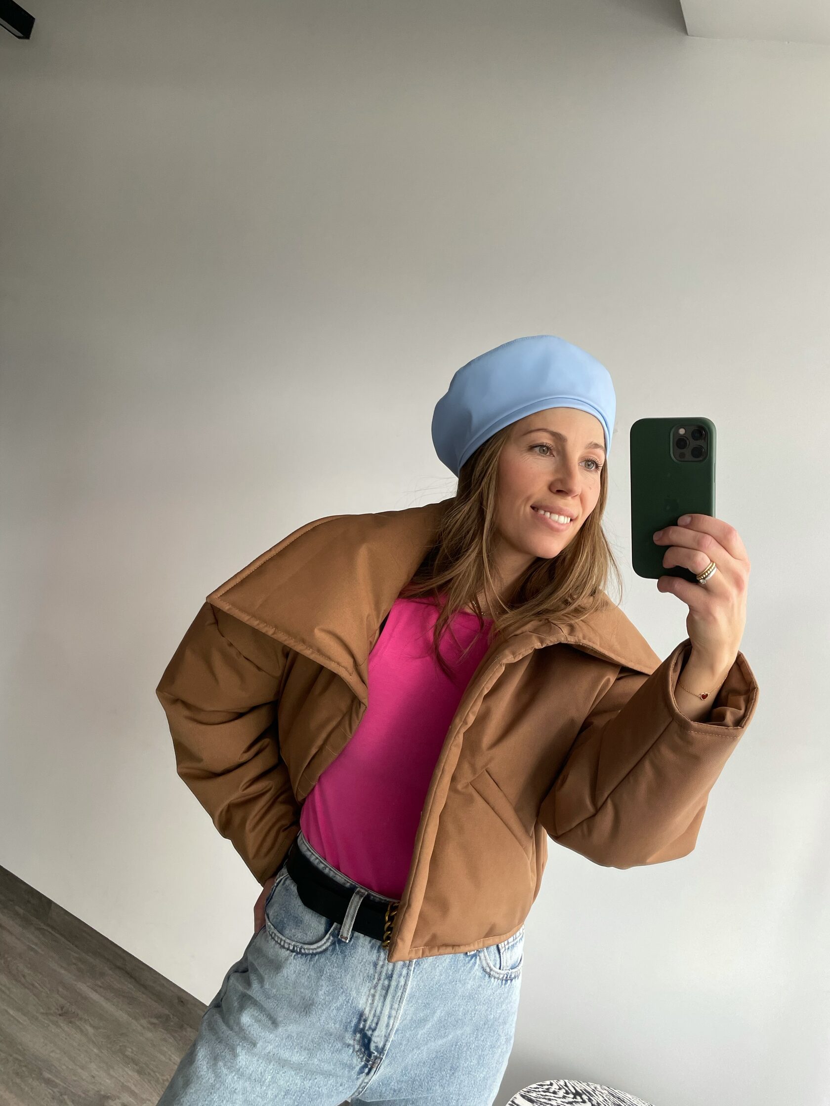 Берет двусторонний голубой