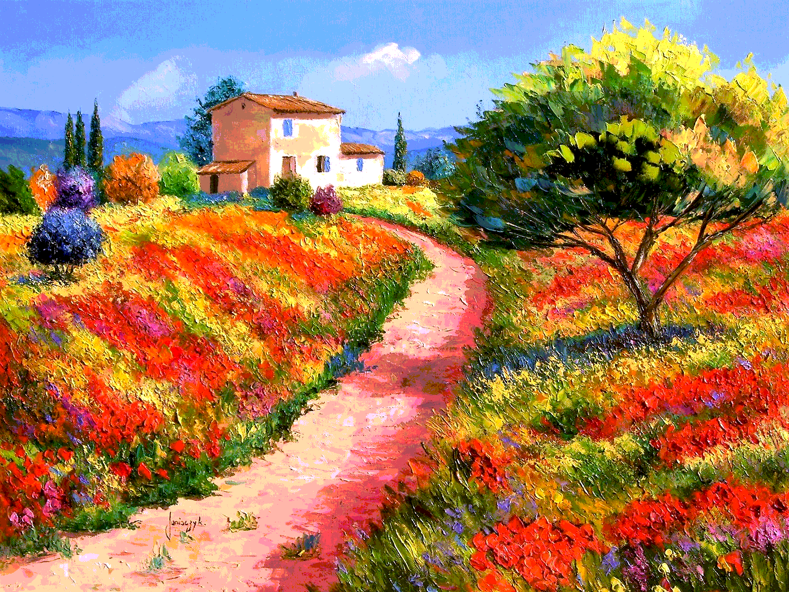 Painted landscape. Жан Марк Жаньячик. Импрессионист Жан Марк Жаньячик. Французский художник-Импрессионист Jean-Marc Janiaczyk. Жан Марк Жаньячик Прованс.