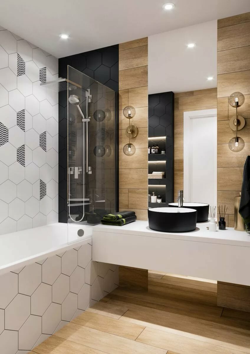 ванная комната дизайн модная плитка