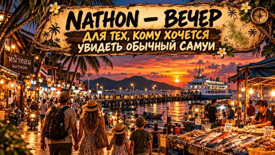 Вечерний Nathon на Самуи — набережная, местная жизнь и закат