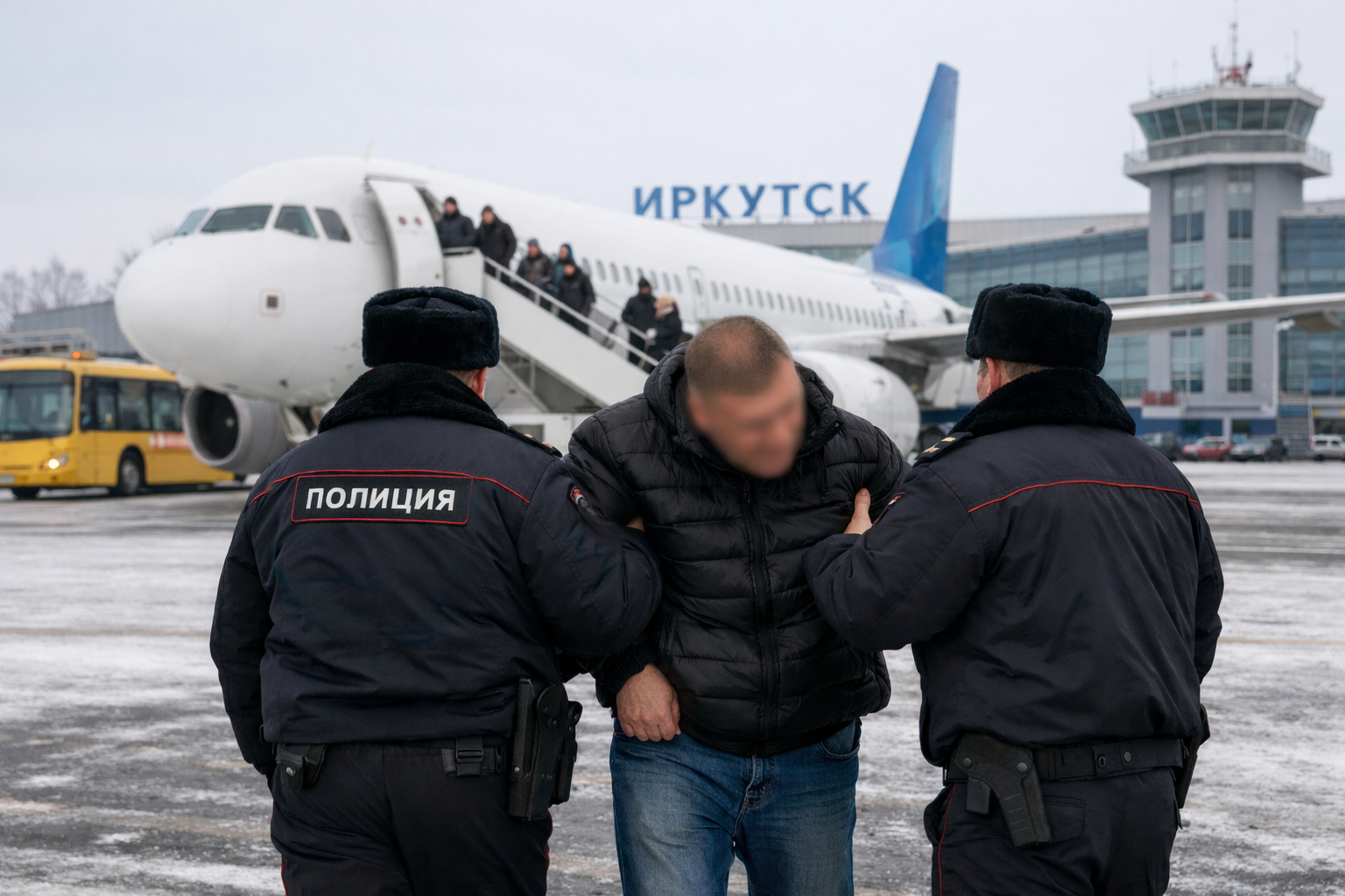 Сотрудники полиции у выхода на посадку