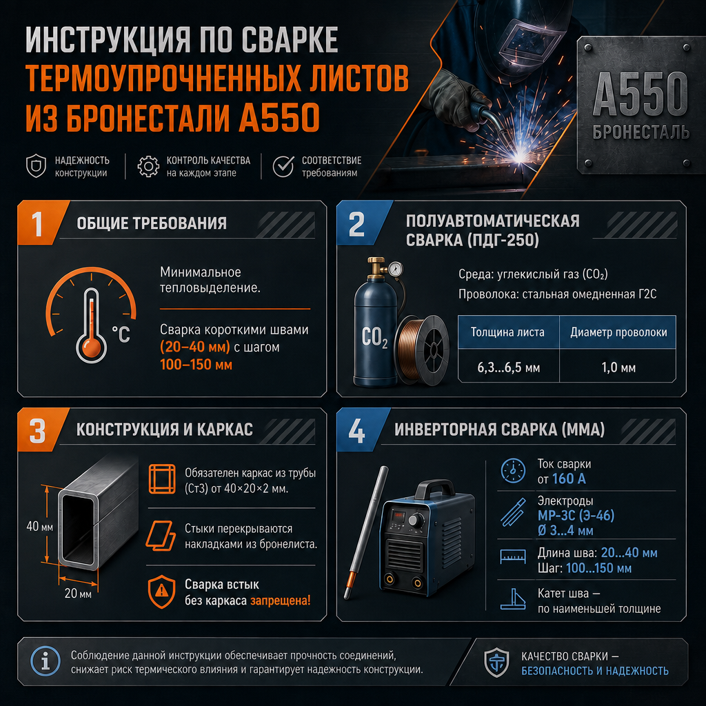 Инструкция по сварке бронестали А550