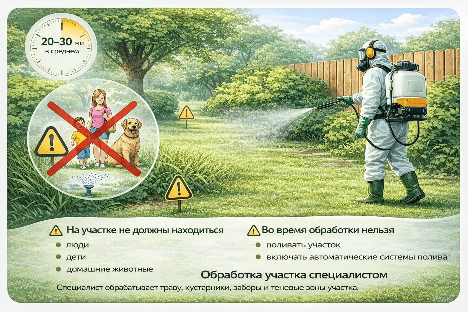 Во время обработки участок должен быть свободным