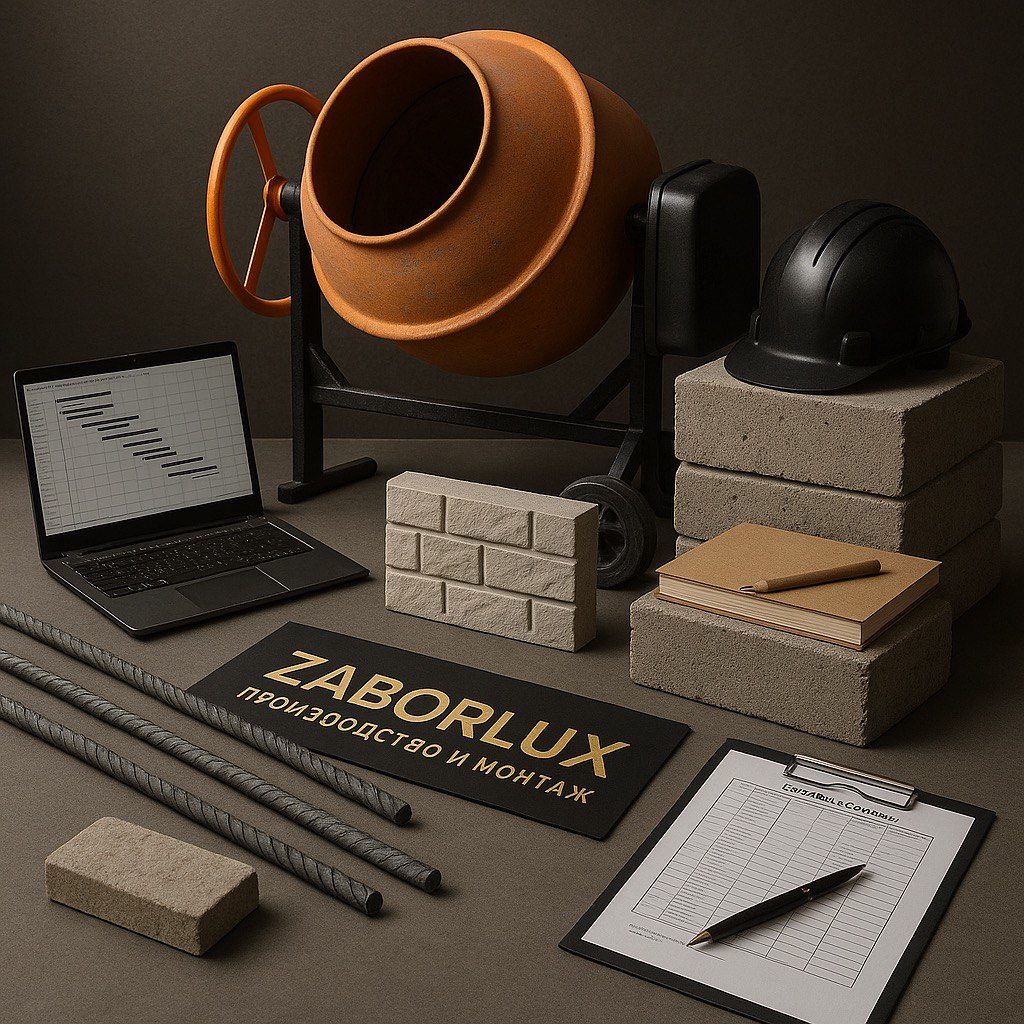 Бетонный цоколь, фундамент для забора