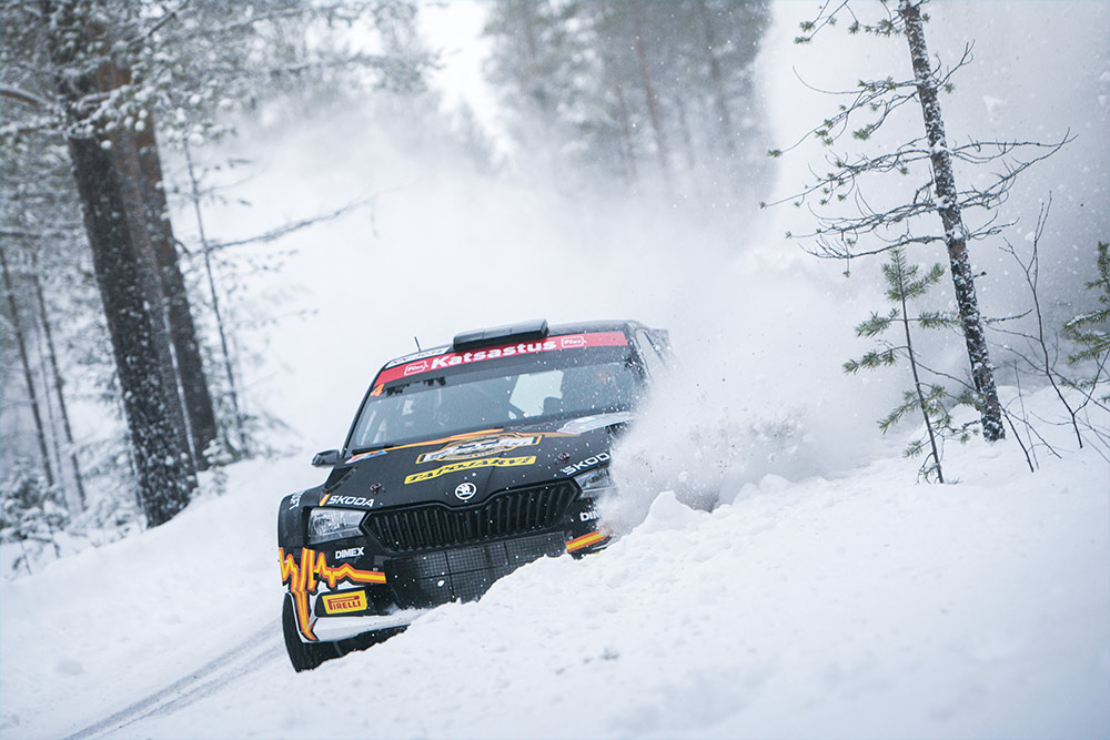 Эсапекка Лаппи и Энни Мялкёнен, Škoda Fabia Rally2 evo, Arctic Lapland Rally 2025