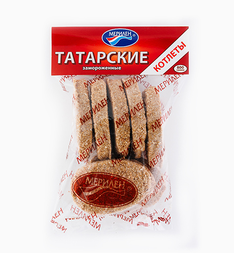 Котлеты «Татарские» от производителя Мерилен — замороженные полуфабрикаты, мясные котлеты с пряностями. Упаковка: 800 гр.