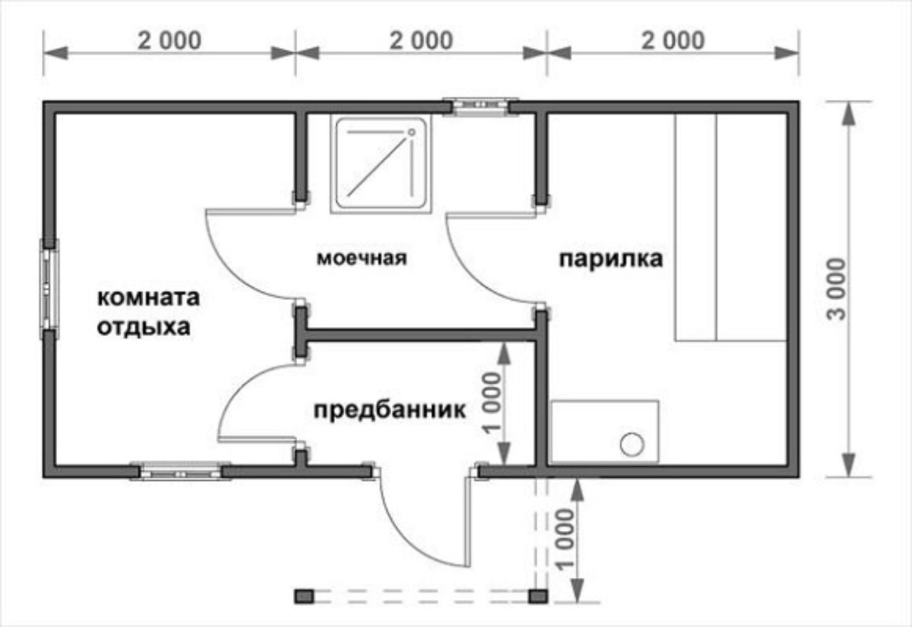 Проект бани 3х4 чертежи