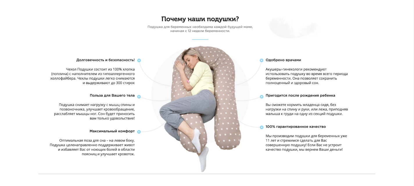 Инфографика для подушки для беременных
