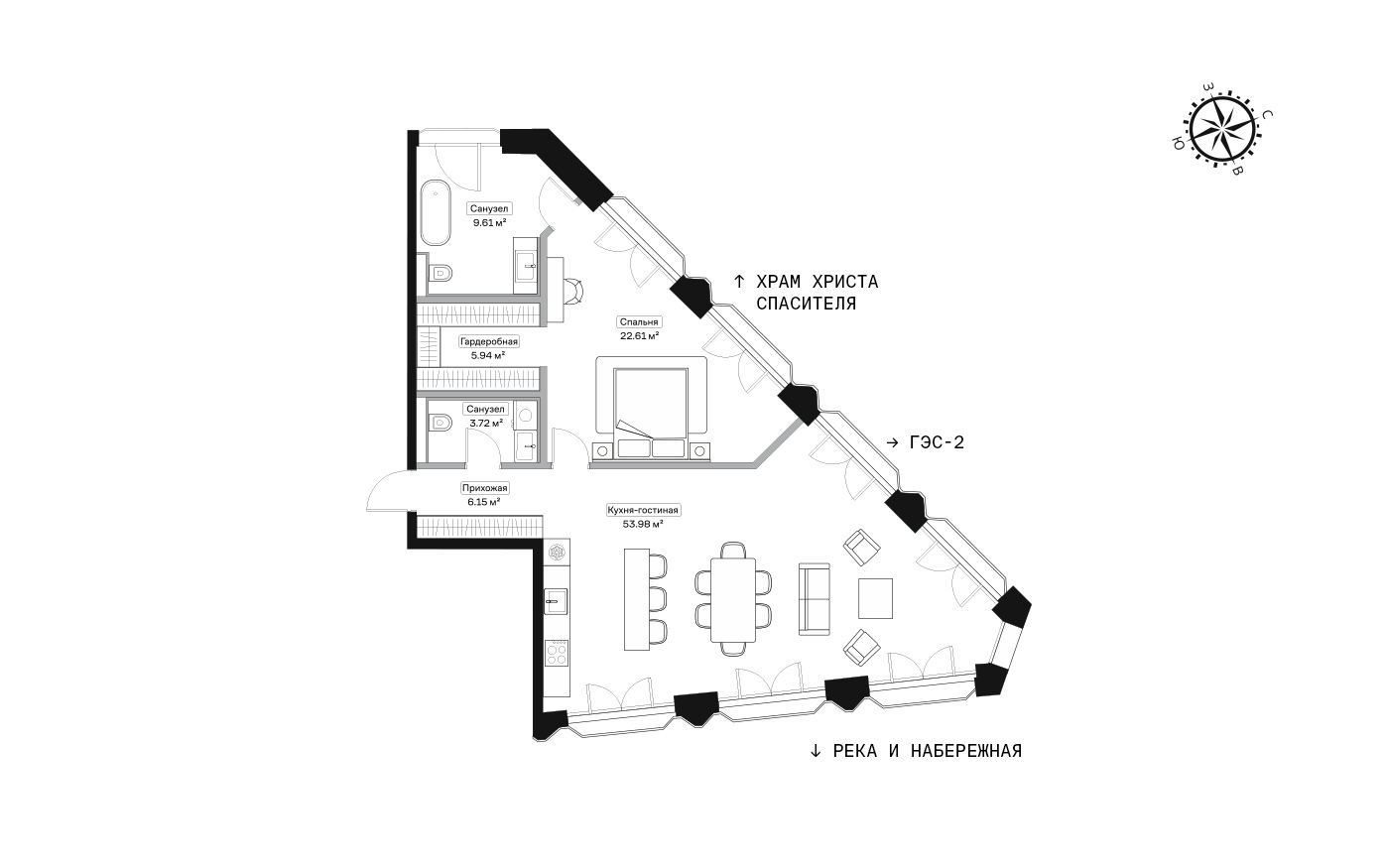 Пример планировки квартиры 103,64 м²