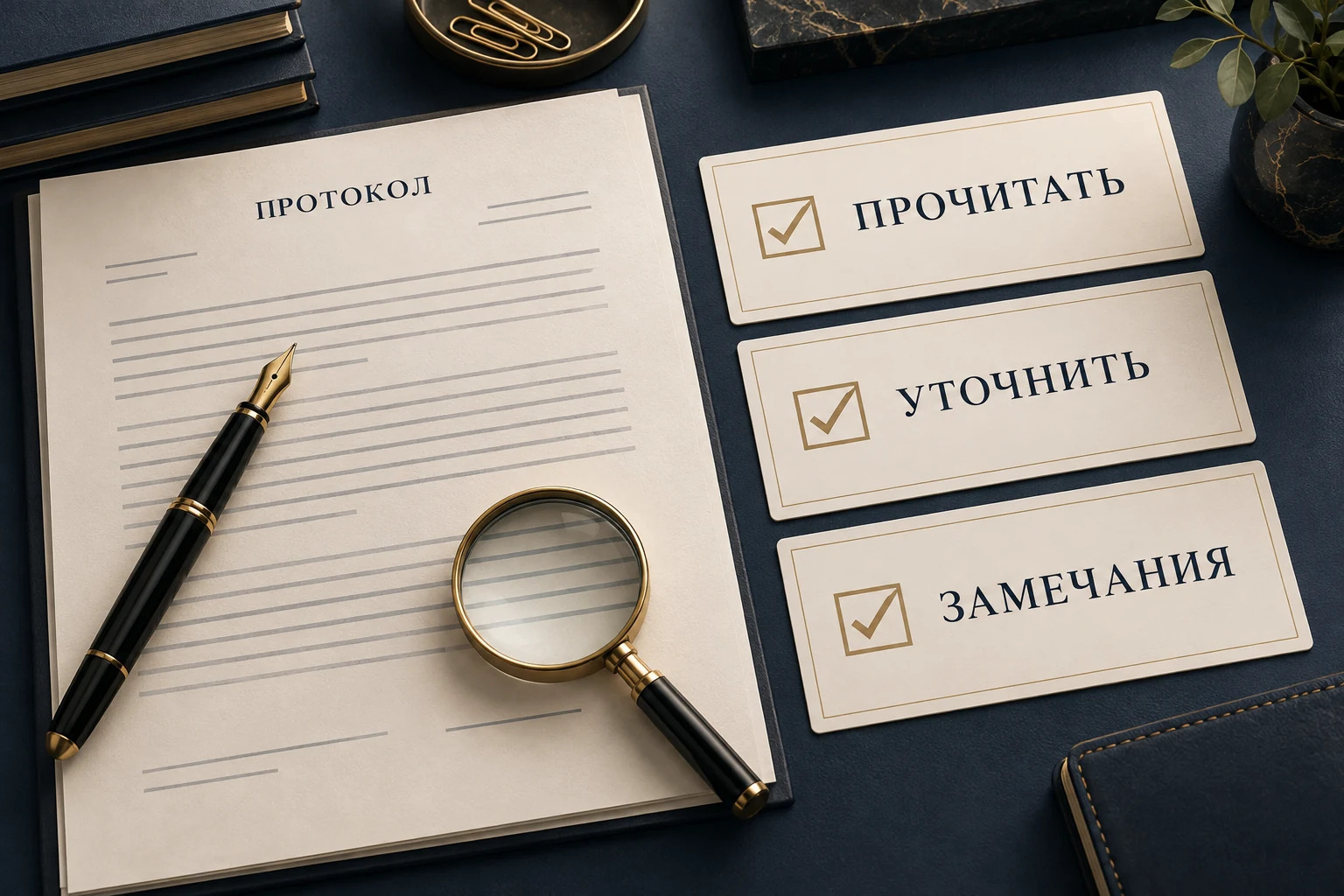 Концептуальная иллюстрация проверки протокола: прочитать, уточнить, внести замечания